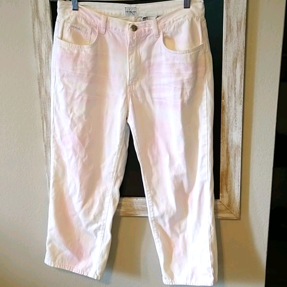 Calvin Klein pink tye dye Capri Jeans